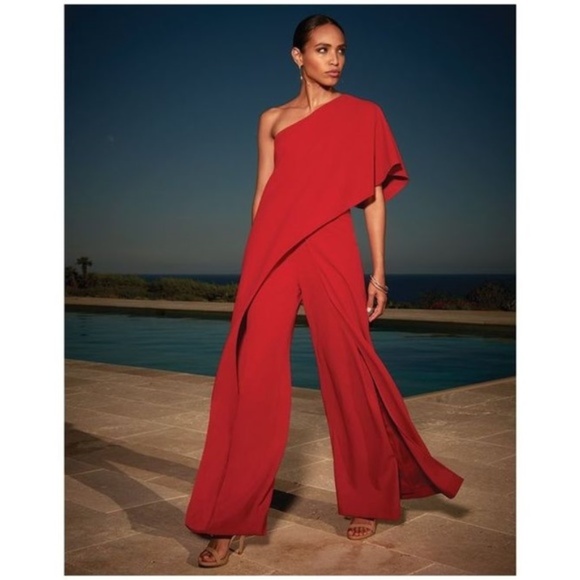 Adrianna Papell Pants - ADRIANNA PAPELL Flutter One Shoulder Jumpsuit 12